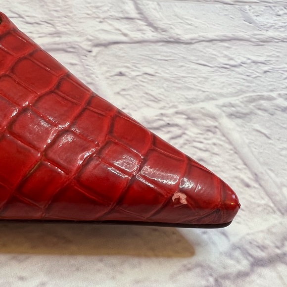 Nine West Red Leather Pump with Wood Heel - Picture 5 of 8